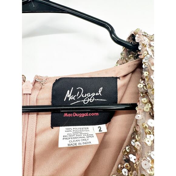 Mac Duggal 5510 Gold Puff Shoulder Sequined Surplice Gown 2 NEW - Picture 6 of 8